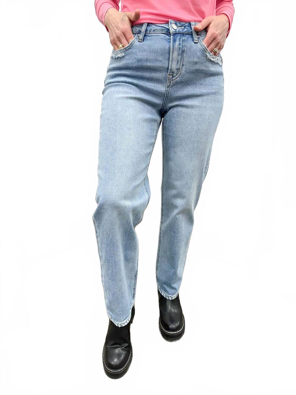 NEW MICA DENIM lora high rise baggy straight jeans in blue